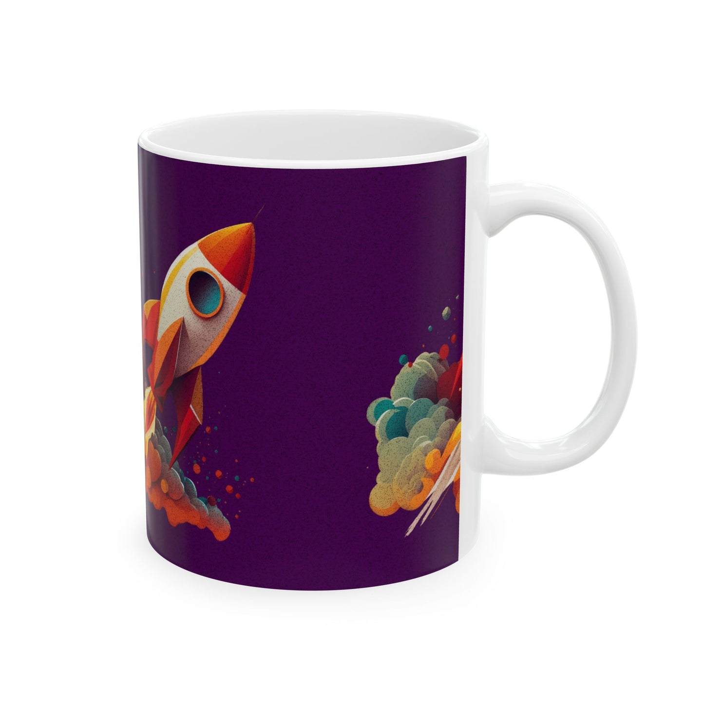 Rocket Blast Ceramic Mug - Colorful Space Enthusiasts Mug