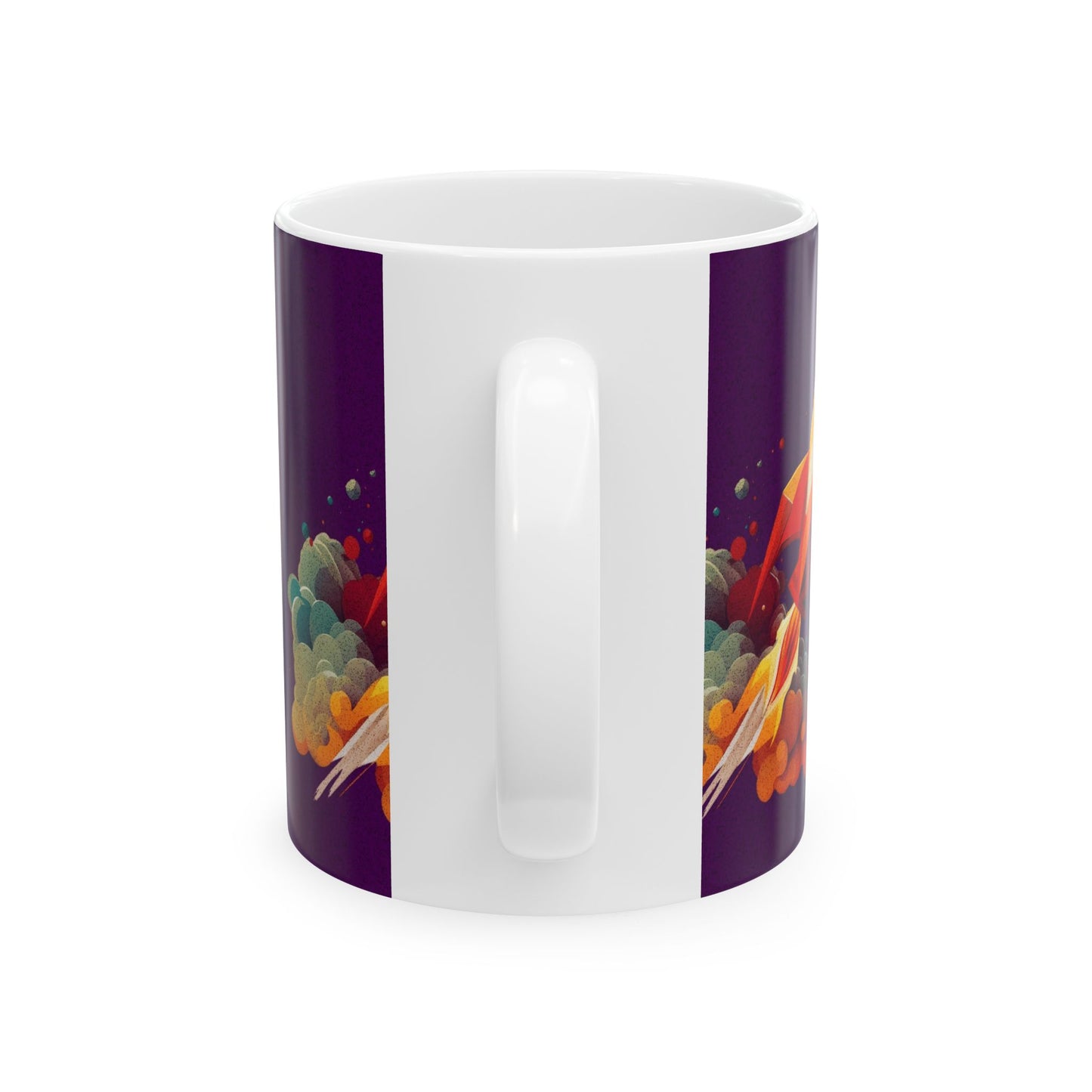 Rocket Blast Ceramic Mug - Colorful Space Enthusiasts Mug