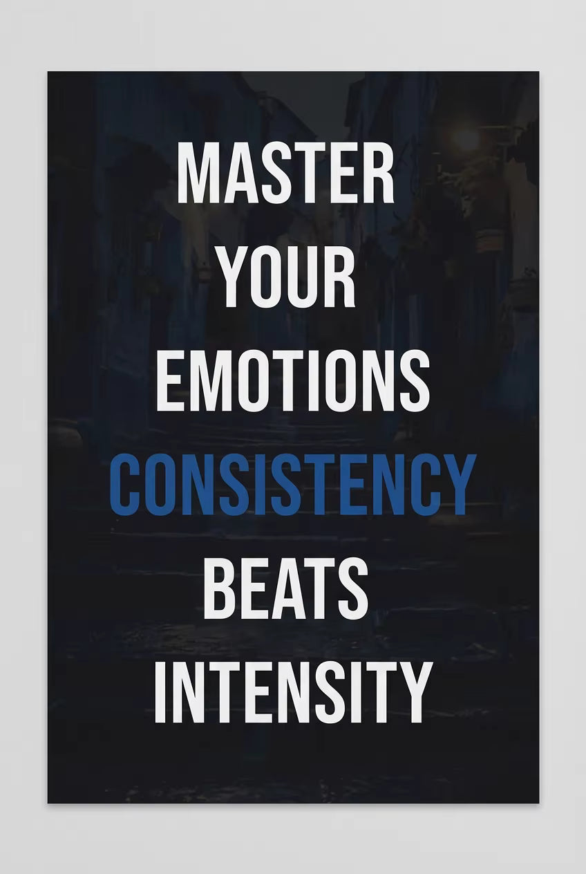 Master Your Emotions Consistency Beats Intensity – Trader Discipline Poster